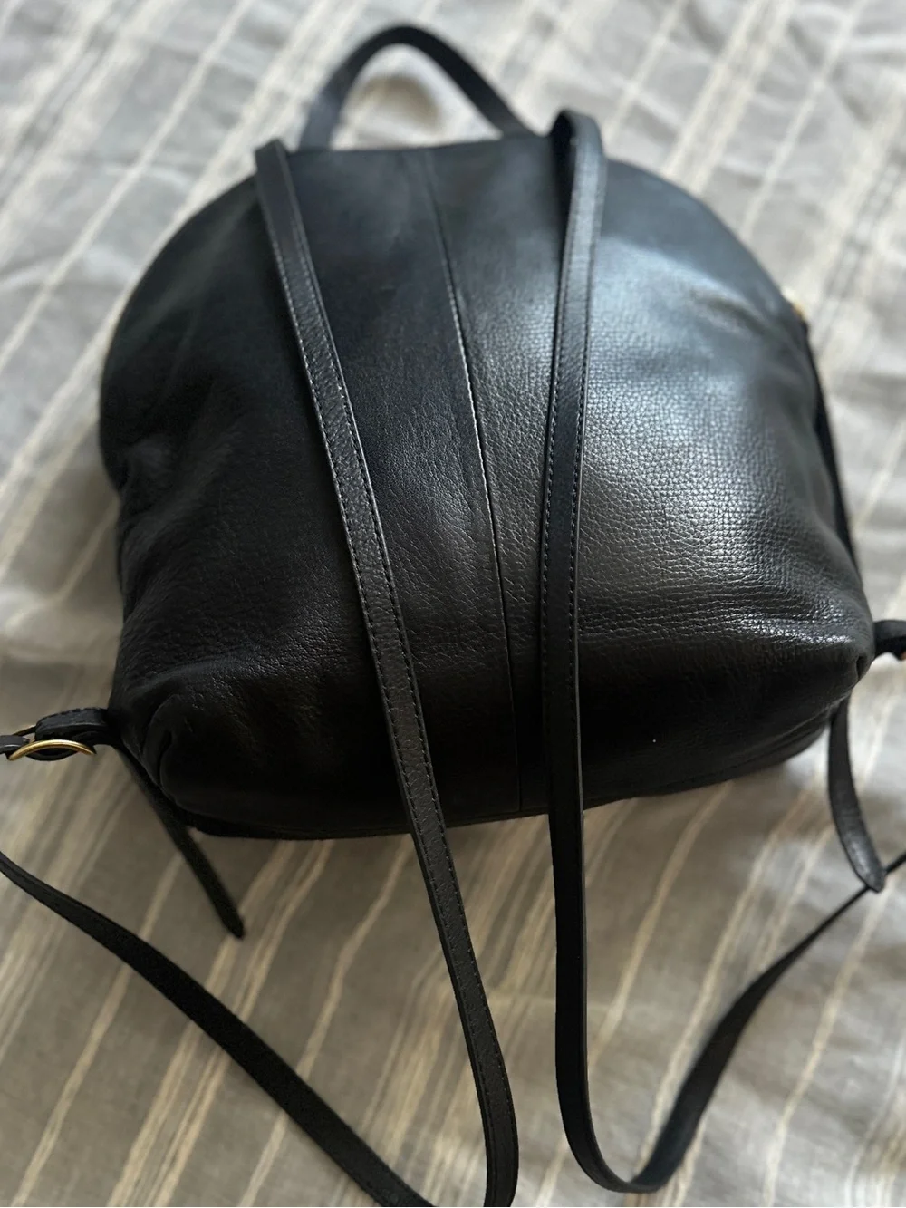 MARGOT New York Black Leather Camille Convertible Backpack